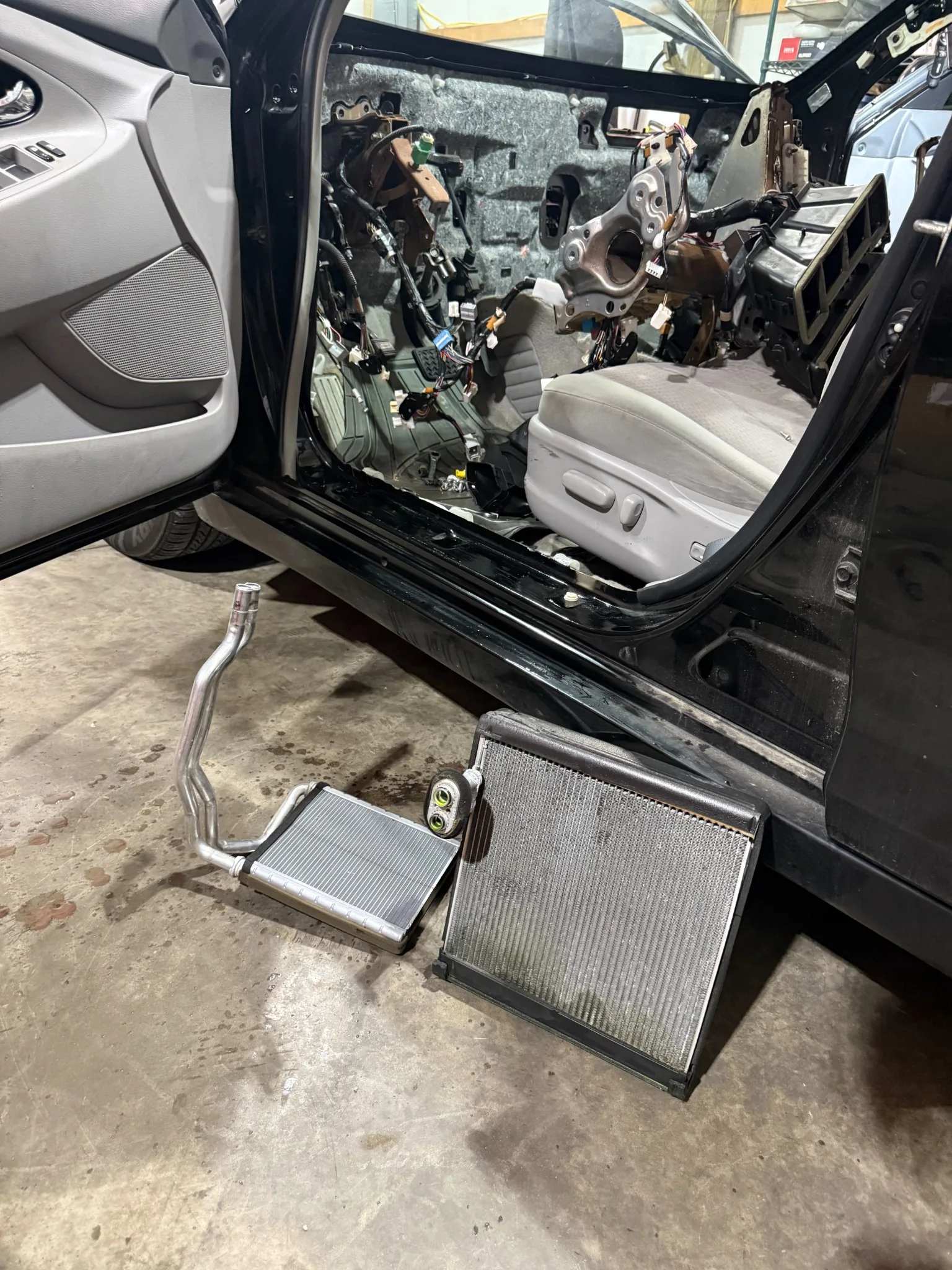 Heater core removed during HVAC repair